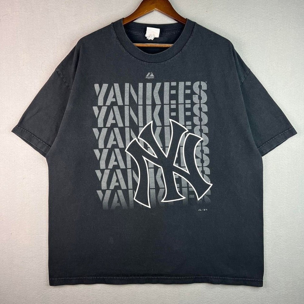 New York Yankees MLB Baseball Majestic Black Tee Shirt XXL